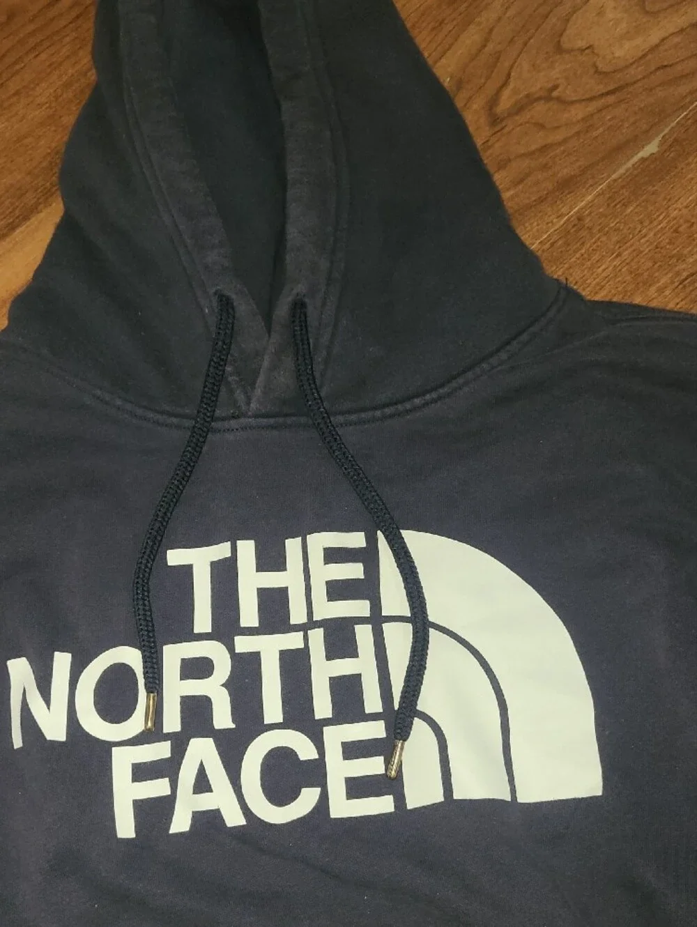 The North Face Navy Pullover Hoodie with White Logo Mens Size